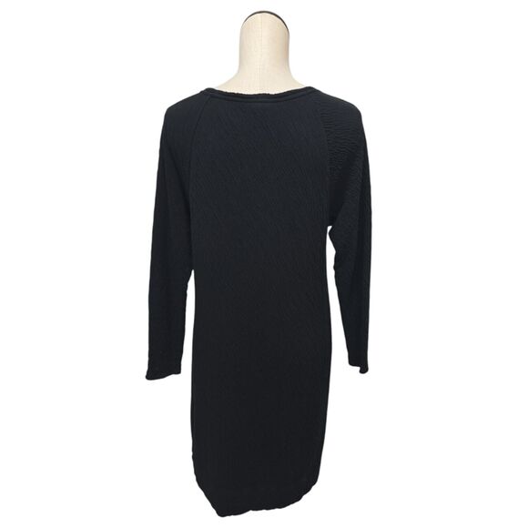 Pure J Jill Black Textured Dress Shift Sweater Long Sleeve Size Medium Pockets - Picture 2 of 13